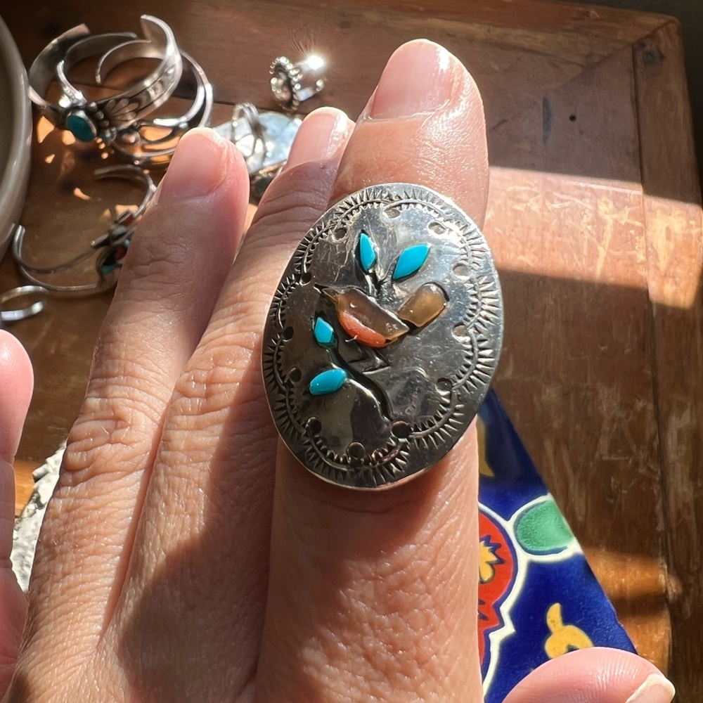 Vintage Zuni Bird Inlay ring